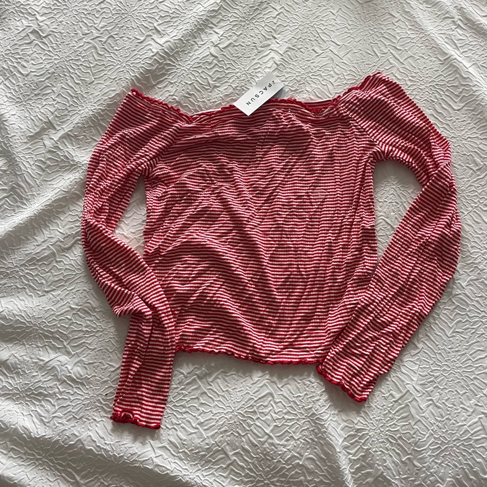 PacSun Pink Ribbed Crop Blouse